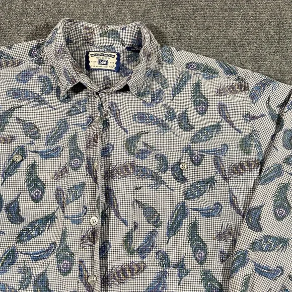 Vintage Lee Shirt Mens M Long Sleeve Button Down Peacock Feather Print Western - Picture 2 of 10